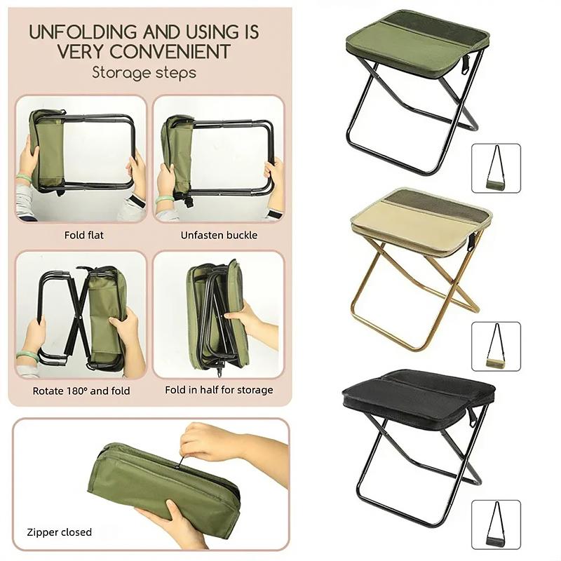 Folding Chair with Mesh Bag Crossbody Bag Outdoor Supplies with Storage Bag Oxford Fabric Waterproof Convenient To Carry