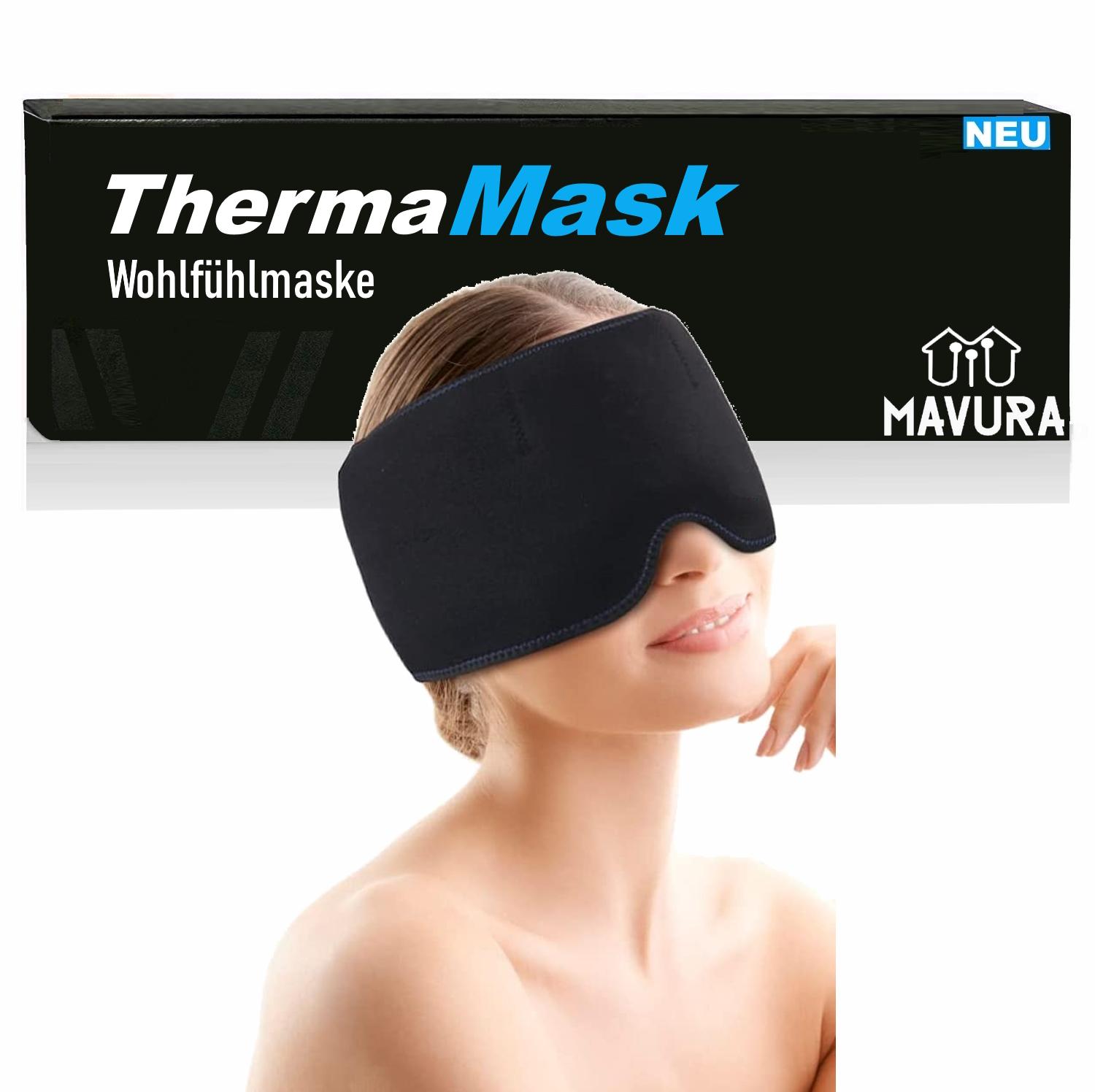 

THERMAMASK Gel Cooling Mask Sleep Mask Feel-Good Mask Face Mask Cap Black