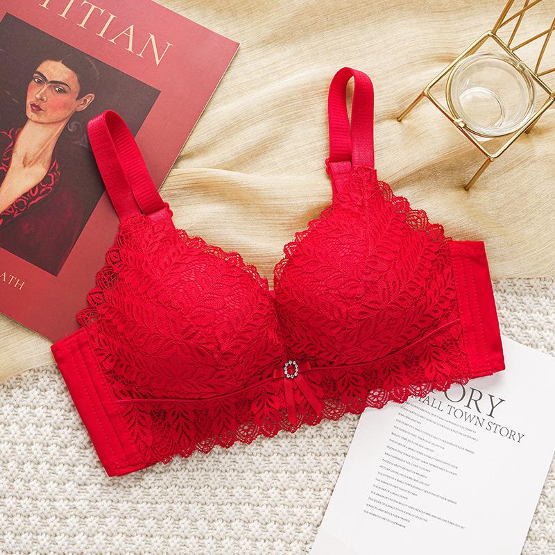 

Сексуальное нижнее белье с кружевными краями, удобный сбор, бюстгальтер без стального кольца, приятный для кожи, коллекция подруг, грудь 70 красный