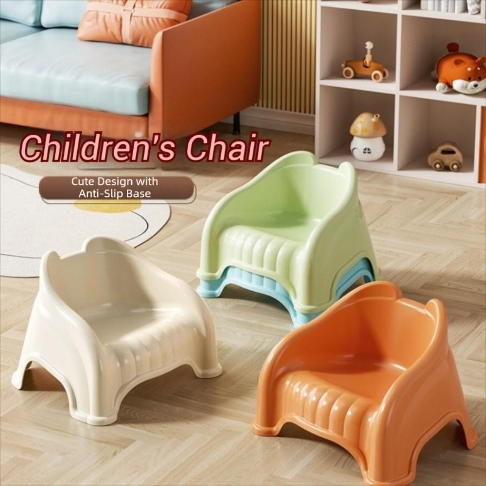 Simple Cute Colorful Children Chair Non-slip Small Stool with Backrest Daily Seating