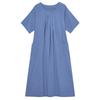 Women's Plus Size Maxi Dress, Boho Print Loose Short Sleeve Casual Dress with Pockets (XL-5XL)