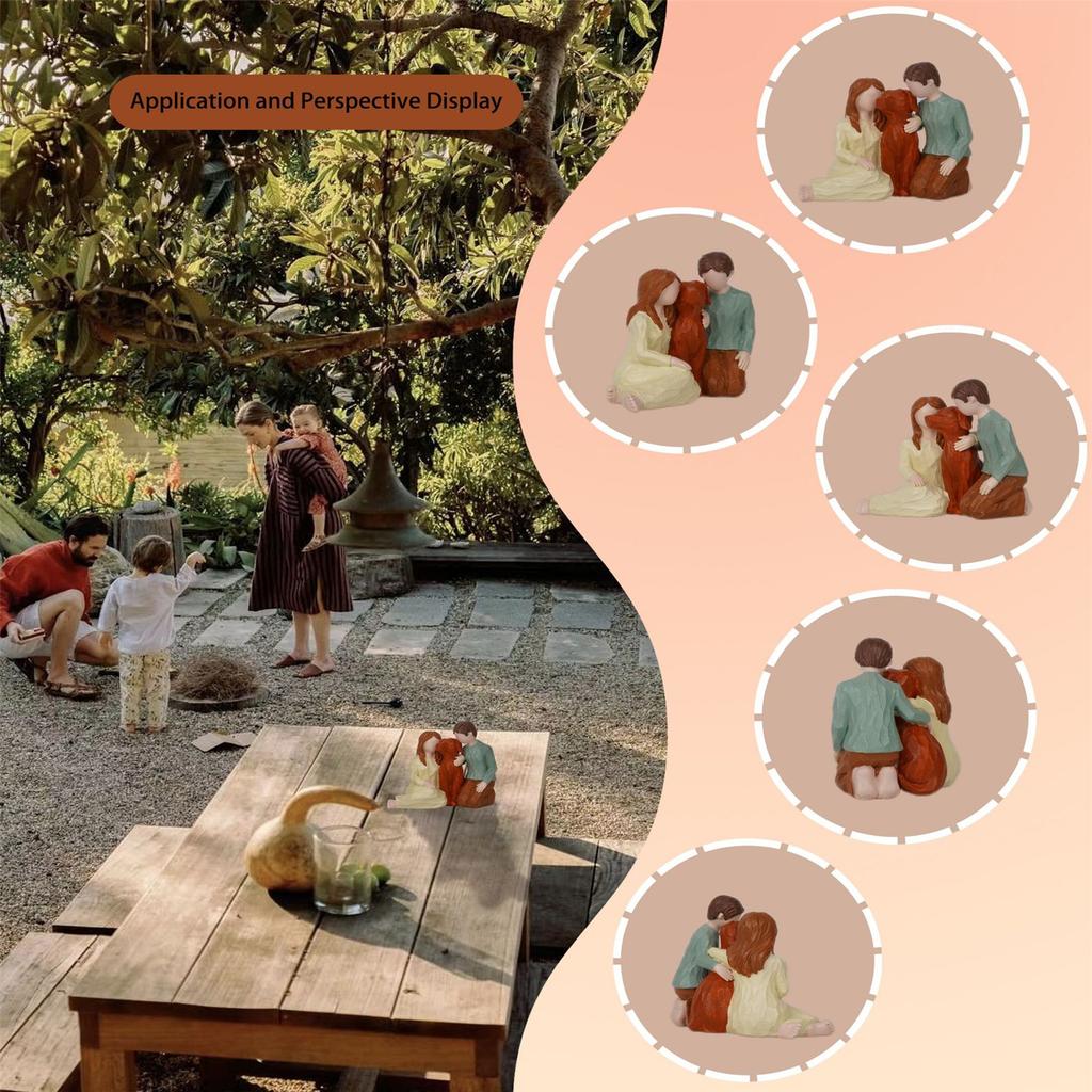 Statuetta Coppia Famiglia Cane Resine Statua Genitore Figlio Figlia Scultura Casa Desktop Scaffali Decori Ornamento Regalo