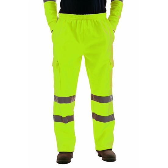 

Work Pants Elastic Waist Tear-Resistant Fabric High-Visibility Double-Layer Reflective Strips Safety Pants Heavy-duty Workwear M зелёный