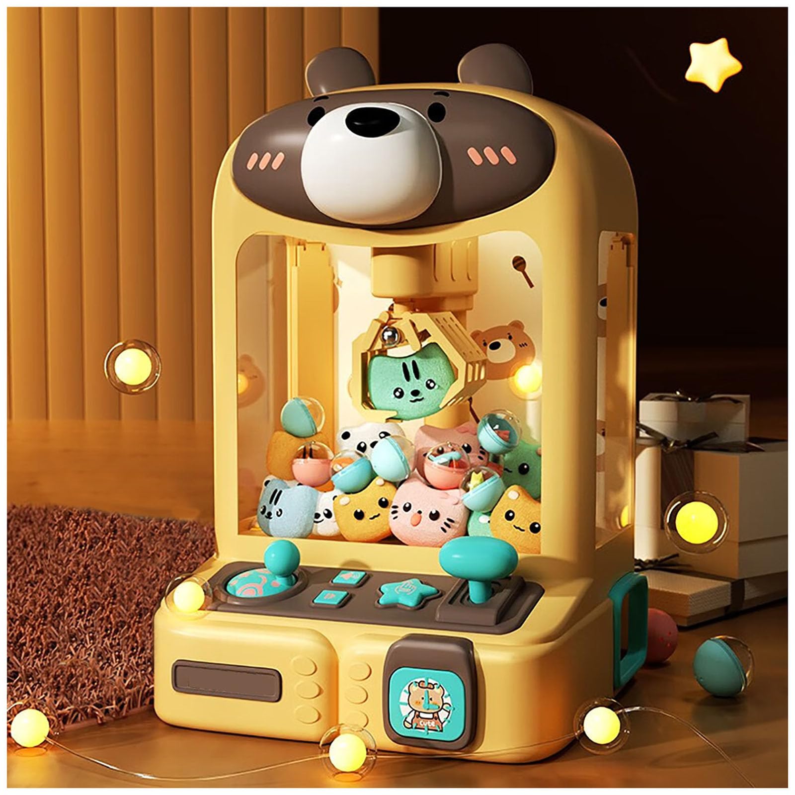 

NZAIZAI Кран 20 Кукол и 10 Капсул Игрушка Кран-игра с Музыкой и Светом НЛО Кран-игра Семейные Посиделки День Рождения Игра с Медвежонком, Ловец, Подарок,