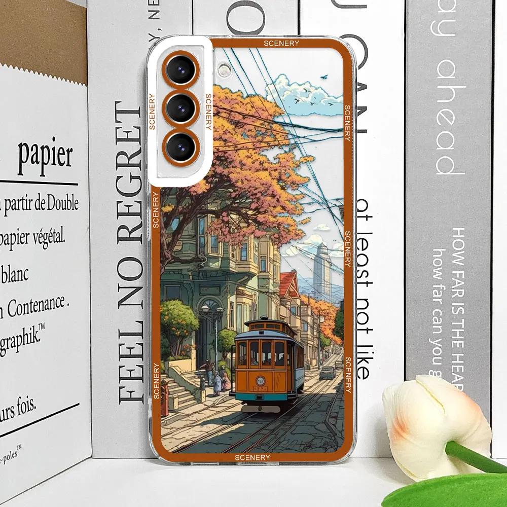 

Japanese Landscape Cherry Blossoms Phone Case for Samsung A55 A54 A53 A51 A70 A 32 A31 A13 5G Ultra Clear Soft Cover Fundas Capa Samsung A70