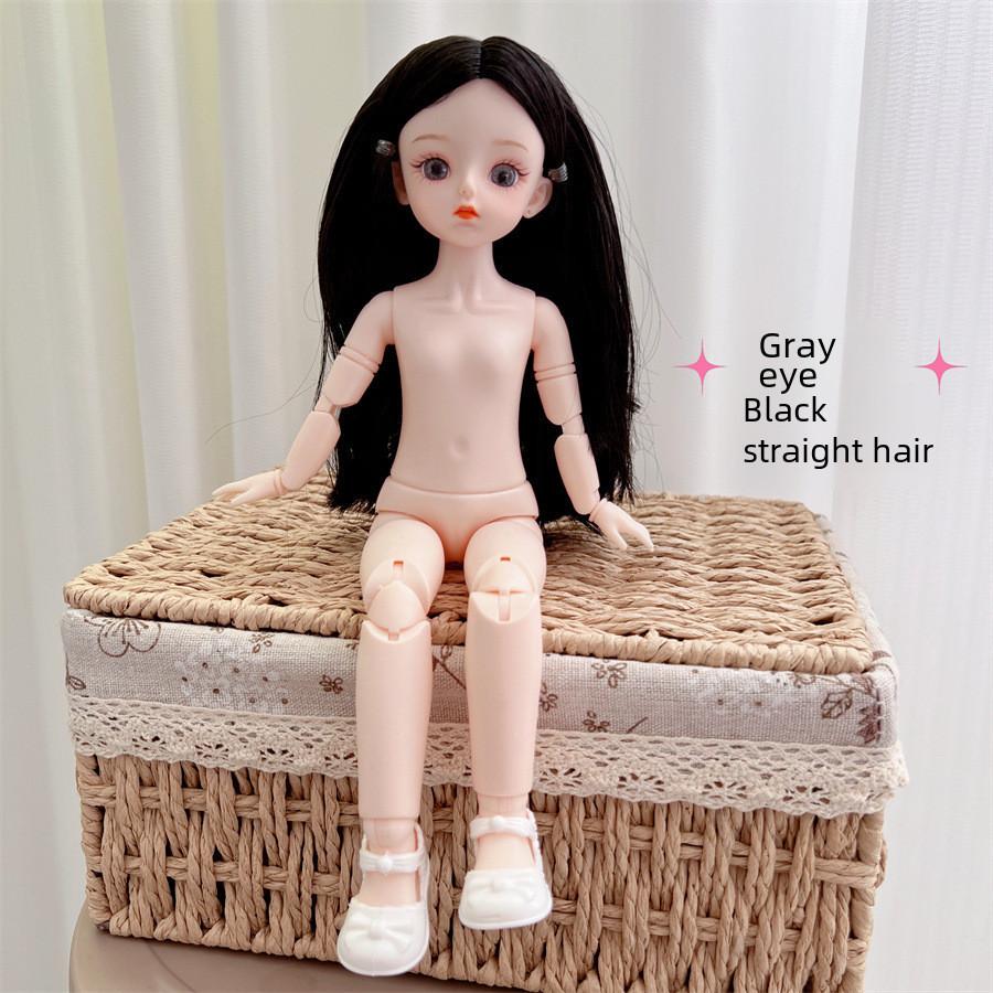 30cm Multi Contact Lenses Bjd Doll Toy Straight Curly Hair Articular Mobility