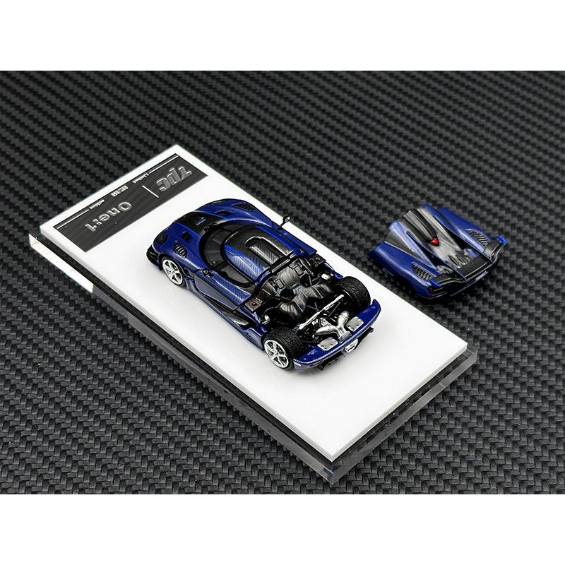 

TPC In Stock 1:64 ONE Blue Carbon Fiber Hood Stripe Opened Hood Diecast Car Model Collection Miniature Toys
