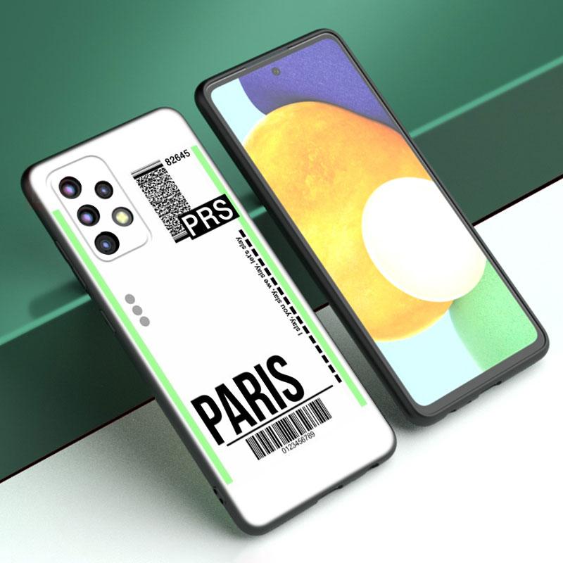 Travel Ticket Label Paris Phone Case For Samsung A21 A30 A50 A52 S A13 A22 A23 A32 A53 A73 5G A11 A12 A31 A33 A51 A70 A71 A72