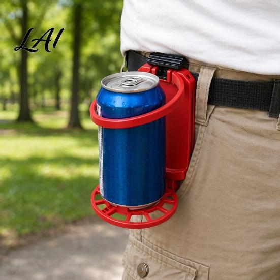 Foldable Can Holder Belt Drink with Stable Buckle Anti-Slip Hands Free Beverage Spill Proof Cup Carrier Clip Waist Caddy Portable Outdoor