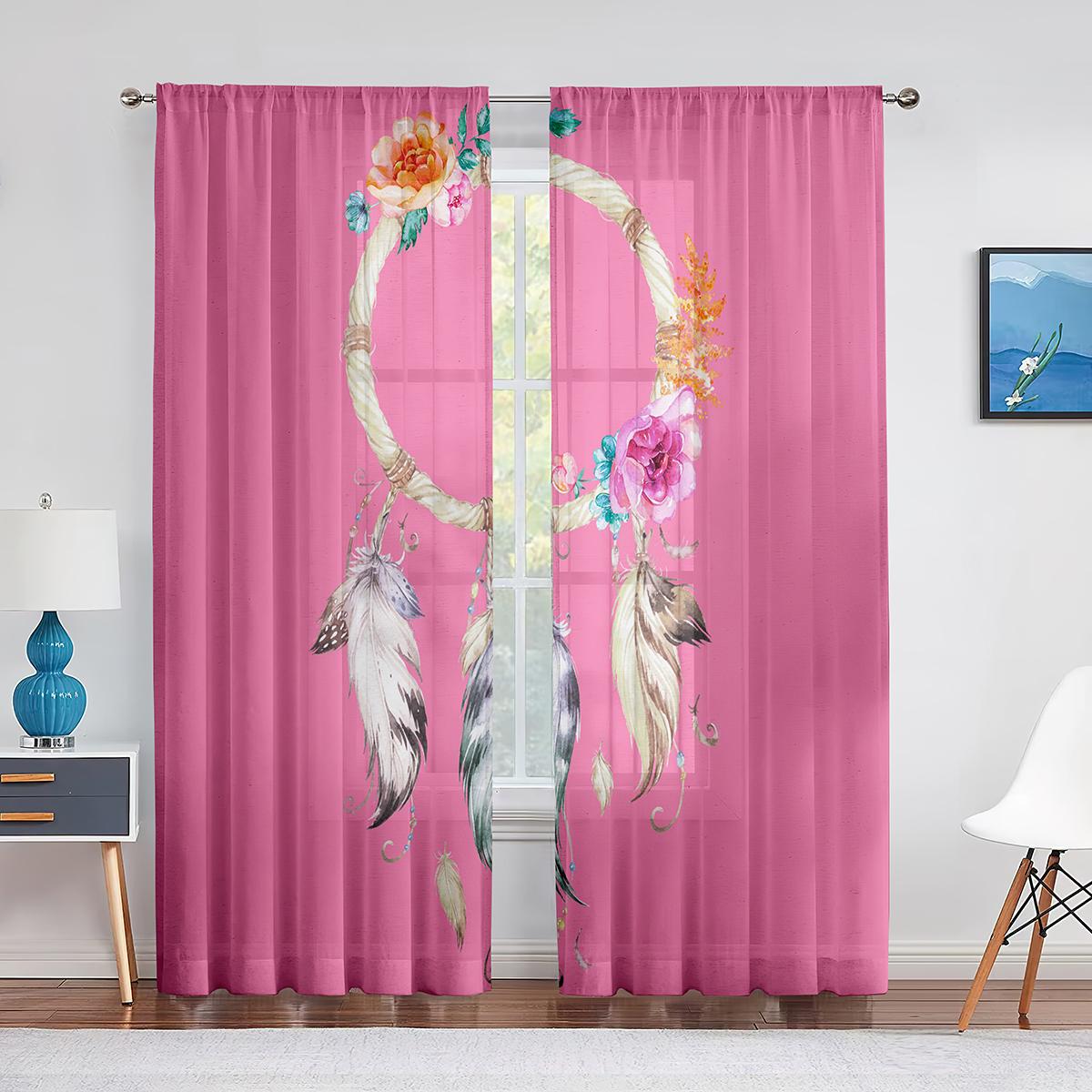 Ловец снов Перо Фиолетовый Прозрачный Вуаль Шторы для Гостиной Домашний Декор Кухни — фото 3