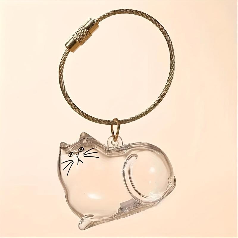 1PC Memorial Pet Fur Storage Pendant Transparent Cat Storage Keychain Cat Hair Preservation Keyring Accessory Cat 5x4cm