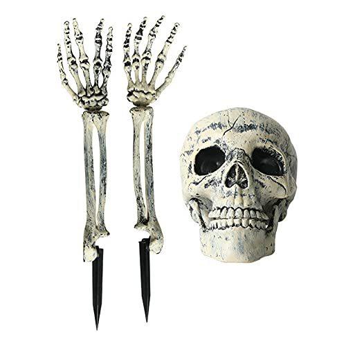 Halloween decorations, venue layout props, skulls, skeletons, ghosts on the ground