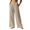 Women’s Wide Leg Linen Pants with Elastic Waistband and Pockets Loose Fit High Waist Casual Trousers for Daily Wear