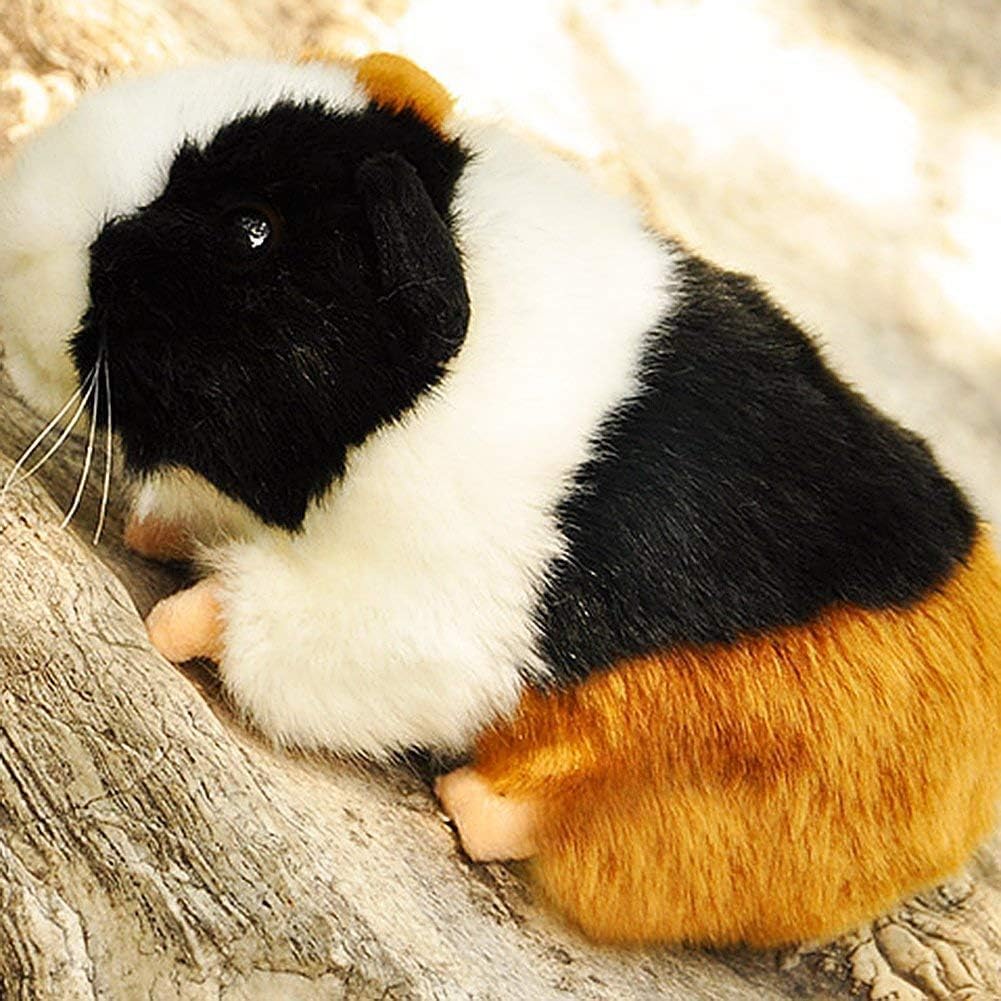 [Qingyun LEE] Stuffed Animal Small Animal Guinea Pig Mouse Fluffy Cute Realistic Kids Pet Animal Doll Gift Black + White