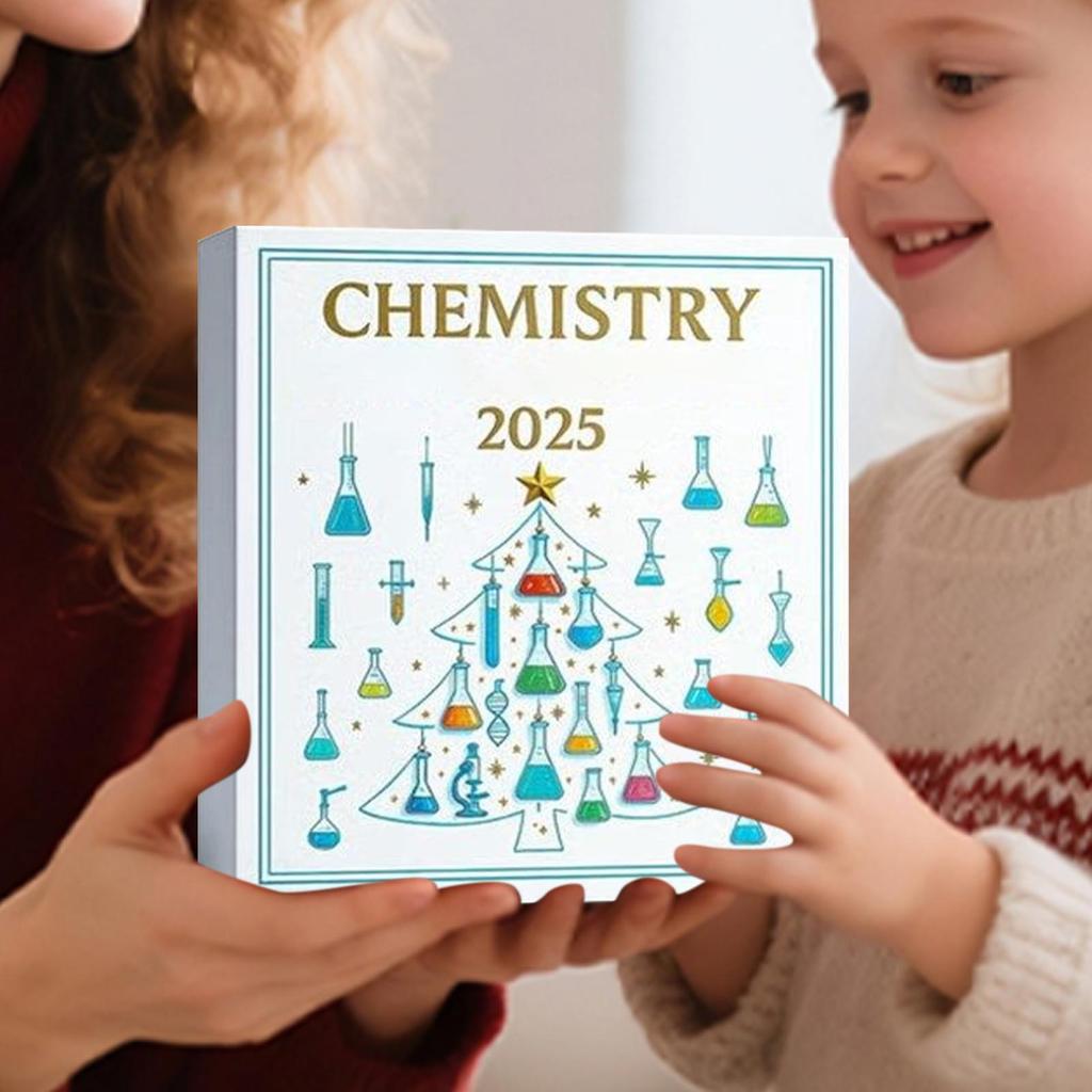 2025 Christmas Chemistry Advent 2D Acrylic Seasonal Decor 24 Days Advent Countdown Calendar Ornaments for Home Decorators Front