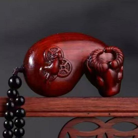 Red Sandalwood Qilin Pixiu Handheld Pendant Ornament