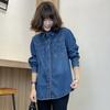 Vintage Denim Blue Blouse for Women Casual Loose Long Sleeve Button Autumn Outerwear