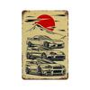 Auto Giapponesi d'Epoca Samurai Poster Latta Metallo Cartello Targhetta Giappone Corse Casa Club Jdm Auto Gtr Anime Luna Decorazione Murale Estetica