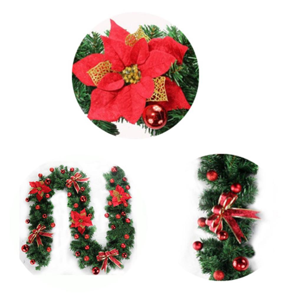 Outdoor Christmas Decoration Red Flower Decoration 270cm 9 Ft 2.7m Christmas Garland Plastic Christmas Decoration