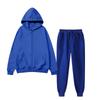 Womens Fleece Hooded Zip Tracksuit Loose Fit Solid Color Sportswear Set