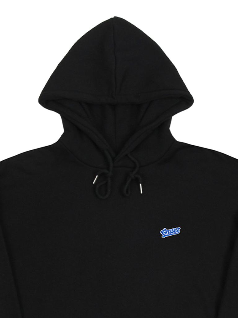 [Unisex] Baseball Blue Logo Embroidered Hoodie_Black