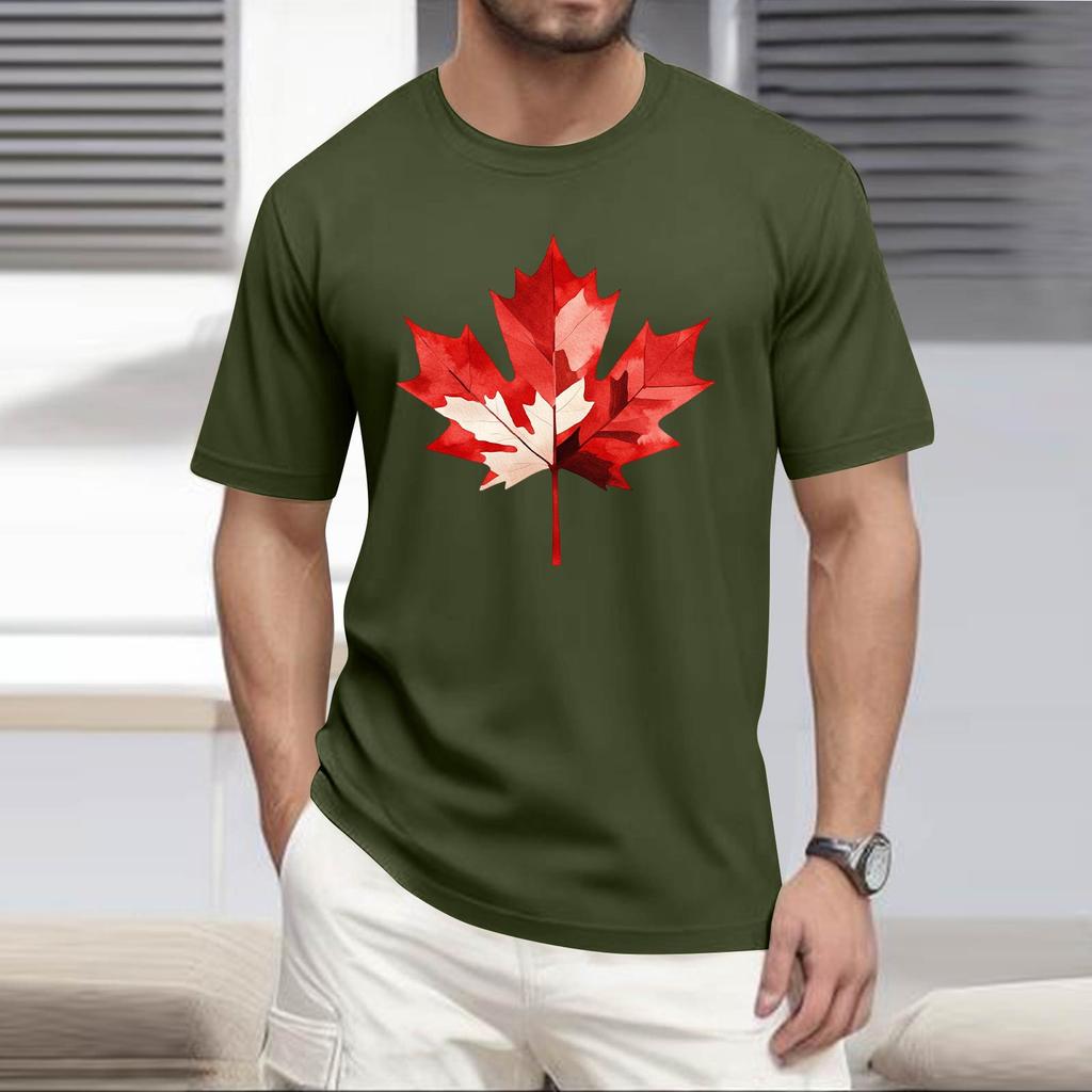 Heren -hals Casual Bedrukt Kortmouwig T-shirt Top