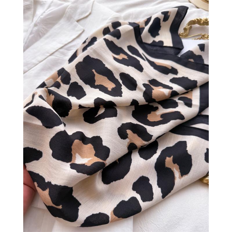 Women S Leopard Print Small Square Scarf For Sun Protection And Fashion
