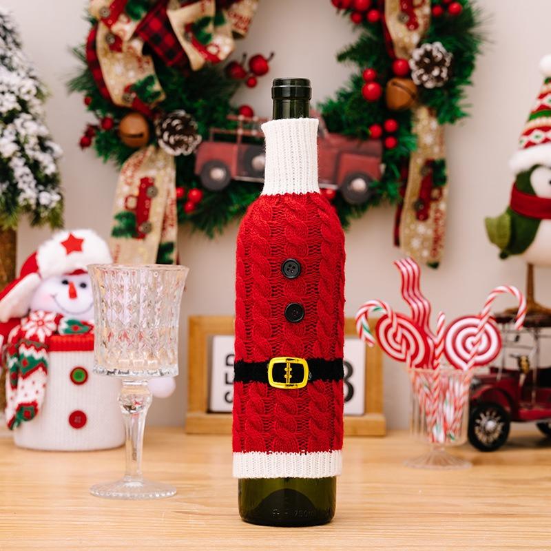 Christmas Creative WineBottle Cover Wine Bottle Decoration Articles Use Christmas Knit Wine Bottle Cover Wine Bottle Decoration