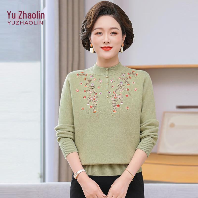 

Женский вязаный свитер YUZHAOLIN с вышивкой и воротником-стойкой XL (fits under 50kg)