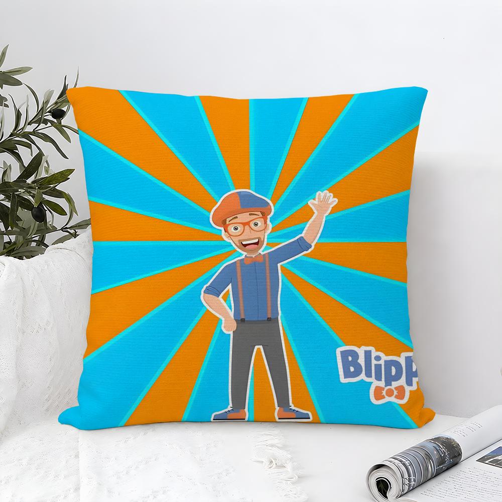 Cartoon Blippi Kids Cute Cushion Cover Throw Pillow Soft Short Plush Cozy Durable Colorfast For Sofa Bedroom Home Decor Gift