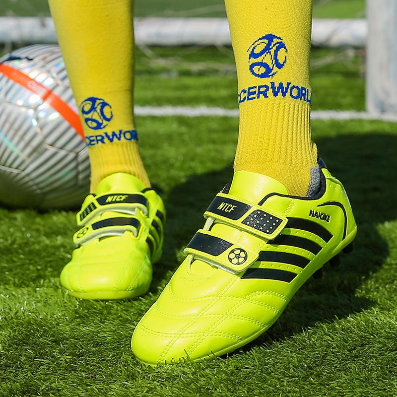 Jungen Fußballschuhe Rutschfest Verschleißfest Klettverschluss Outdoor Fußballschuhe Training Kinderschuhe