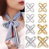 Fashion Cross Scarf Clip X Shape Metal Brooches for Women Hollow Bow Scarves Buckle Holder Shawls Jewelry Clothing Accessories