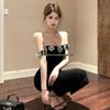 Elegant 2024 Women's Backless Slim-Fit Dress with Diamond Accents