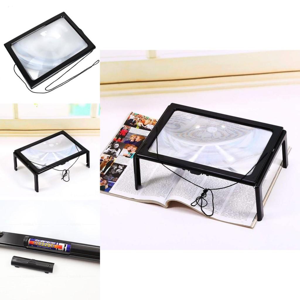 Foldable Portable A4 Rectangular 3x Reading Magnifying Glass With Led Light For Elderly Reading Gift