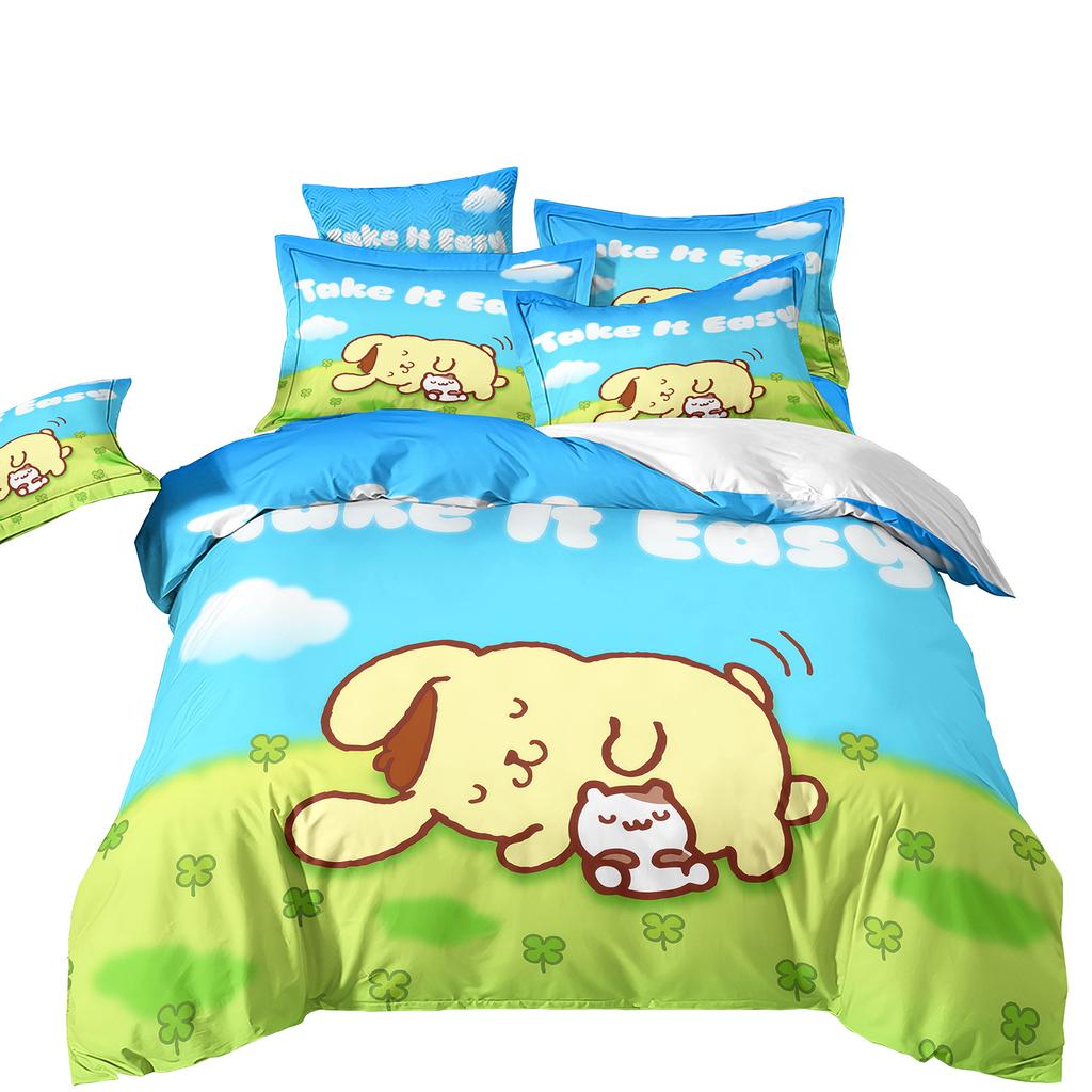 3D Digital Printing Cartoon Animation Children'S Bedding Pudding Dog Three-Piece Set