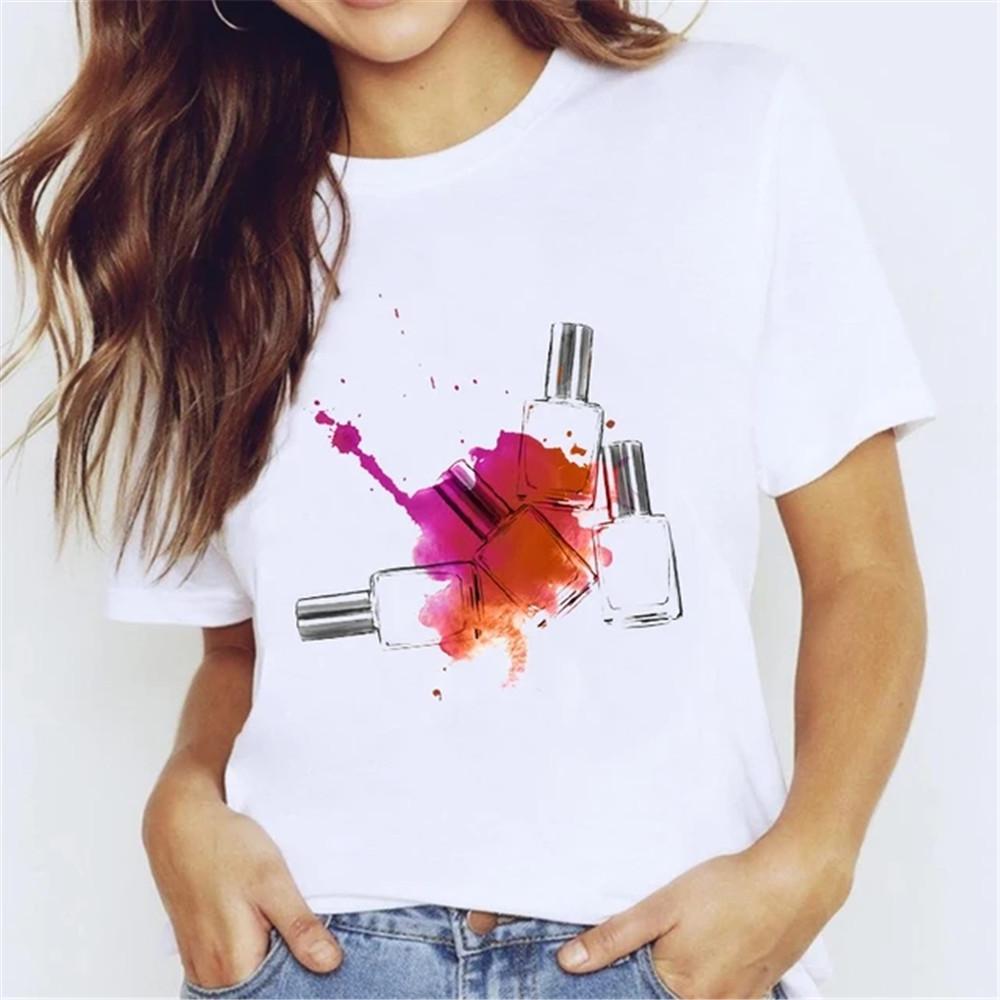 T Shirt for Women Teens Tees Cartoon Kawaii Trend Fingernail Nail Art Unisex Clothes Vintage Men Streetwear Daily Style Fashion