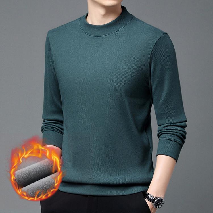 Men s Winter Warm Long Sleeve Half-High Collar Anti-Pilling Base Layer Sweatshirt 3XL зелёный