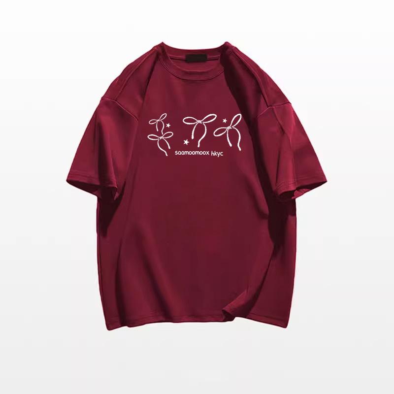 Damen High Street 100% Baumwolle Schleife Kurzarm T-Shirt - Nischendesign Sommeroberteil