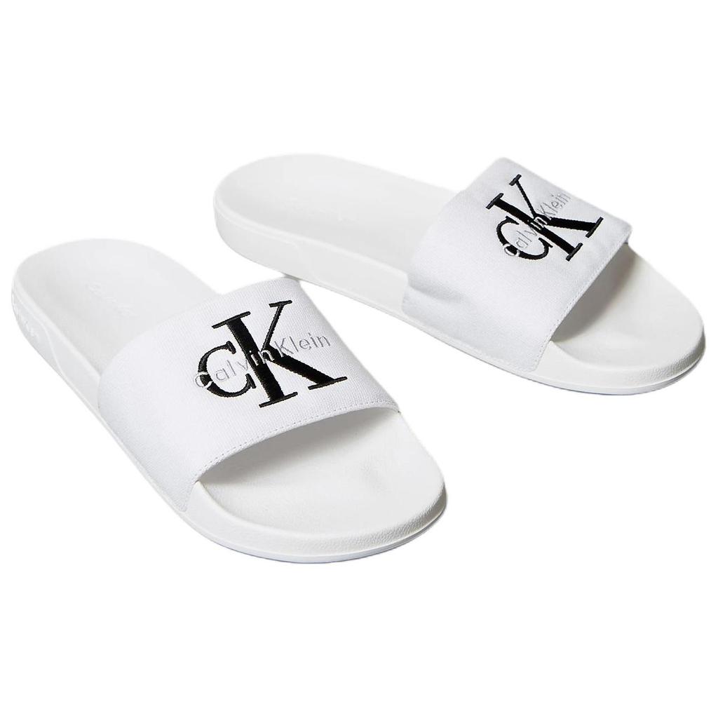 Calvin Klein Flat Round Toe Slide Sandals Men Footwear Bright-White YM0YM013930K4