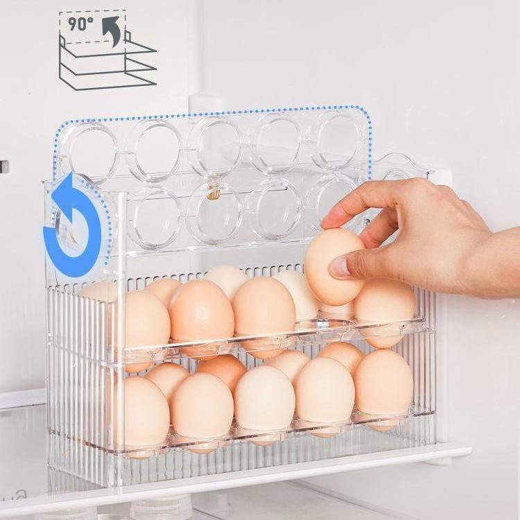 Automatic Flip Egg Storage Box - Kitchen Egg Tray & Duck Egg Holder for Refrigerator Side Door