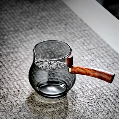 Crank Side Wooden Handle Glass Tea Dispenser Fair Cup With Removable Filter Heat Resistant Chahai Kungfu Tea Set Tea Maker