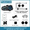 Motorcycle Intercom Headset Helmet BT 5.4 For 2 Riders Intercommunicator 500M Waterproof Music Sharing Interphone with FM Audio