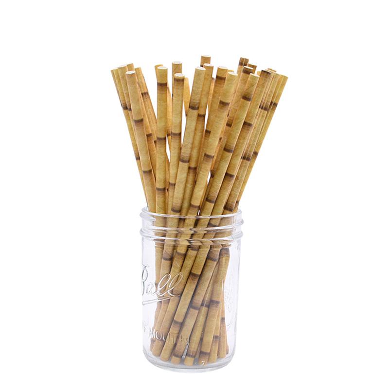 

25 шт./лот Зеленые бамбуковые бумажные соломинки С днем рождения Свадебные декоративные Мероприятие Тропические принадлежности для вечеринки Питьевая соломинка