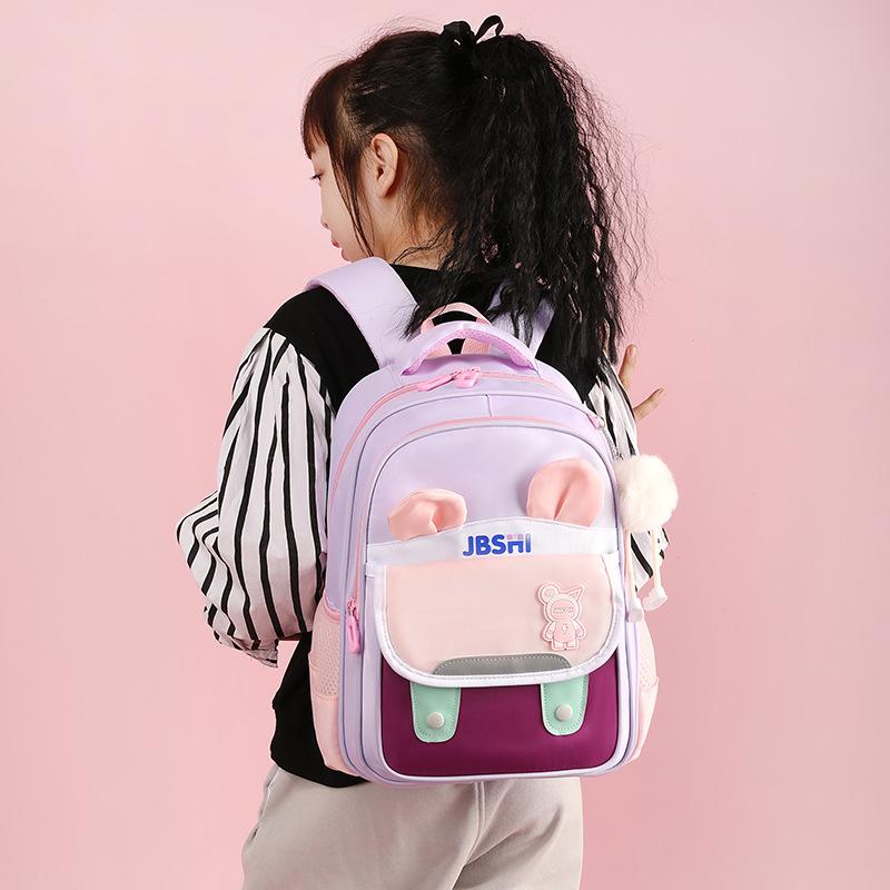Children's school bag new cute boys and girls lightweight weight weight backpack contrasting color primary school students large-capacity backpack