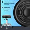 Beauty Stool, 360-degree Rotation Wheel Bar Stool, Height Adjustable Salon Chair, Faux Leather Cushioned Office Shop Stool, with Metal Frame (Black)
