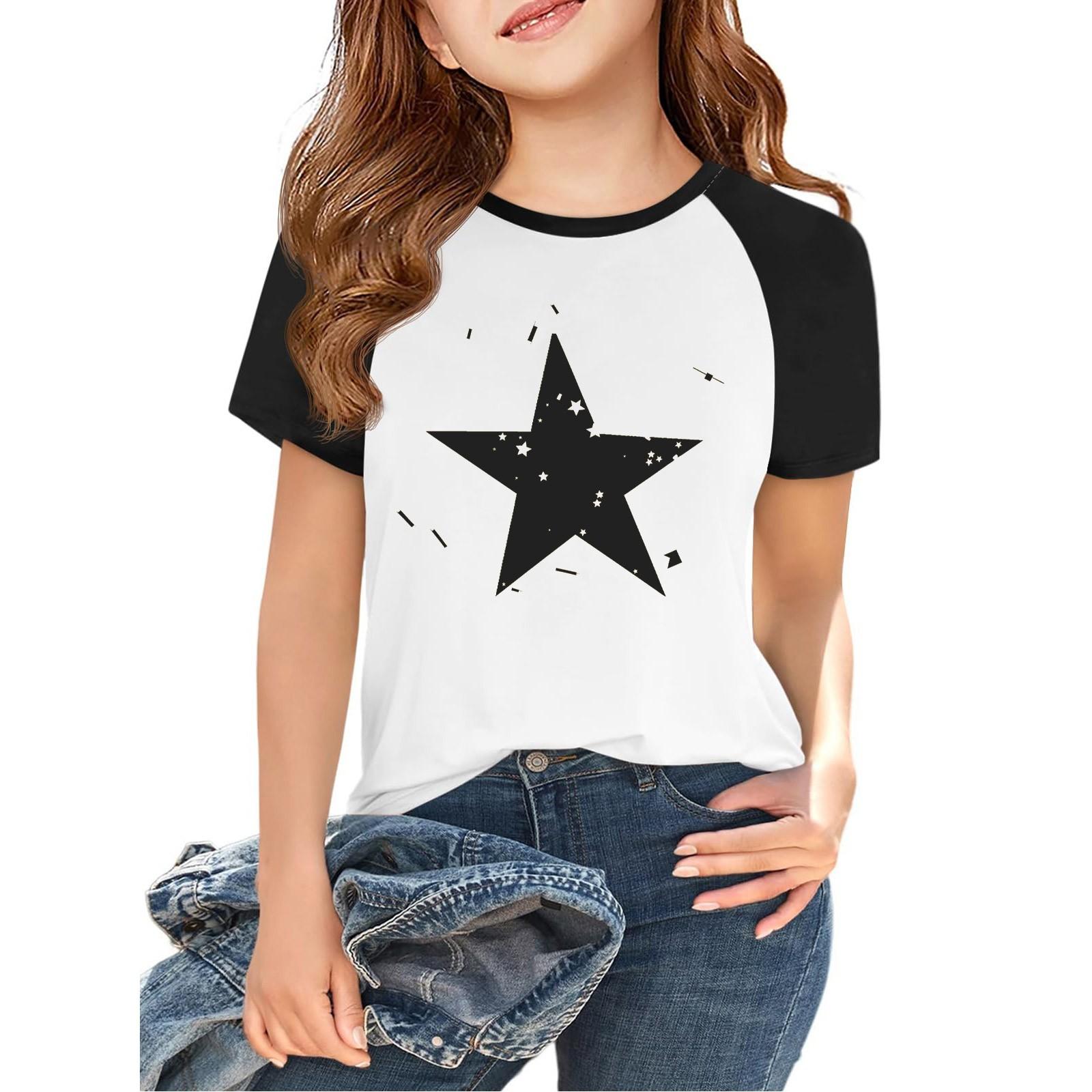 

Tops For Youth Kids Boy And Girls 2-10 Years Round Neck Short Sleeve Trendy Tops 120 білий