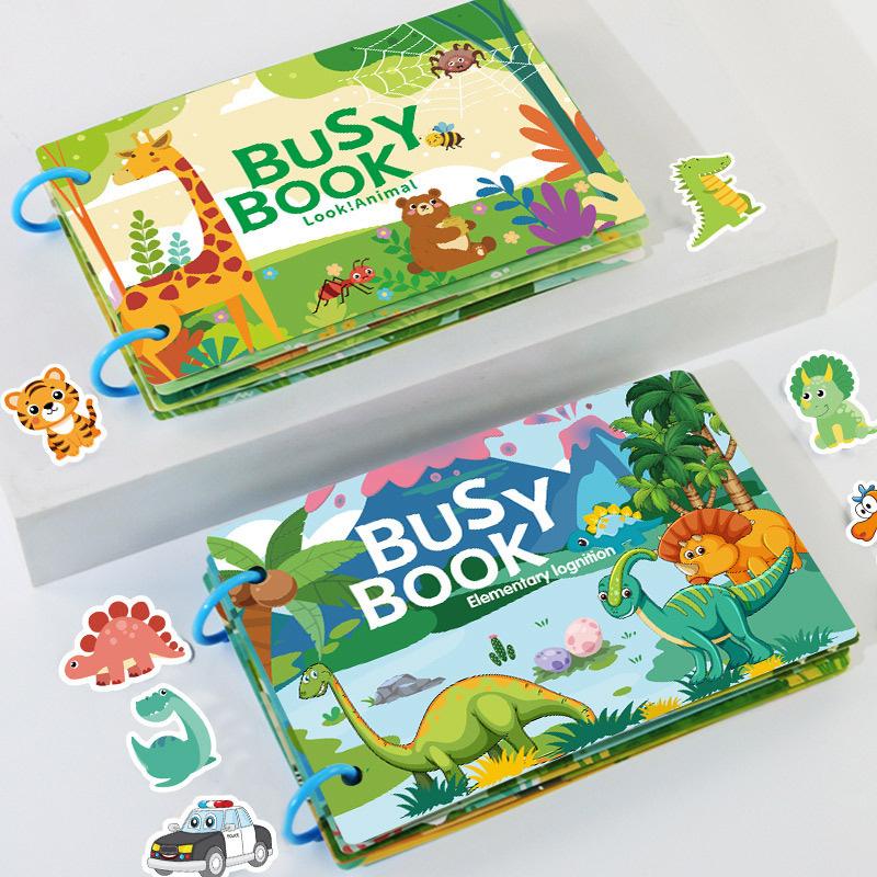 Toddler Busy Book With Velcro, Montessori Busy Book With Sticker, Early Learning Quiet Book For 1-3 Year Olds, Educational Toy
