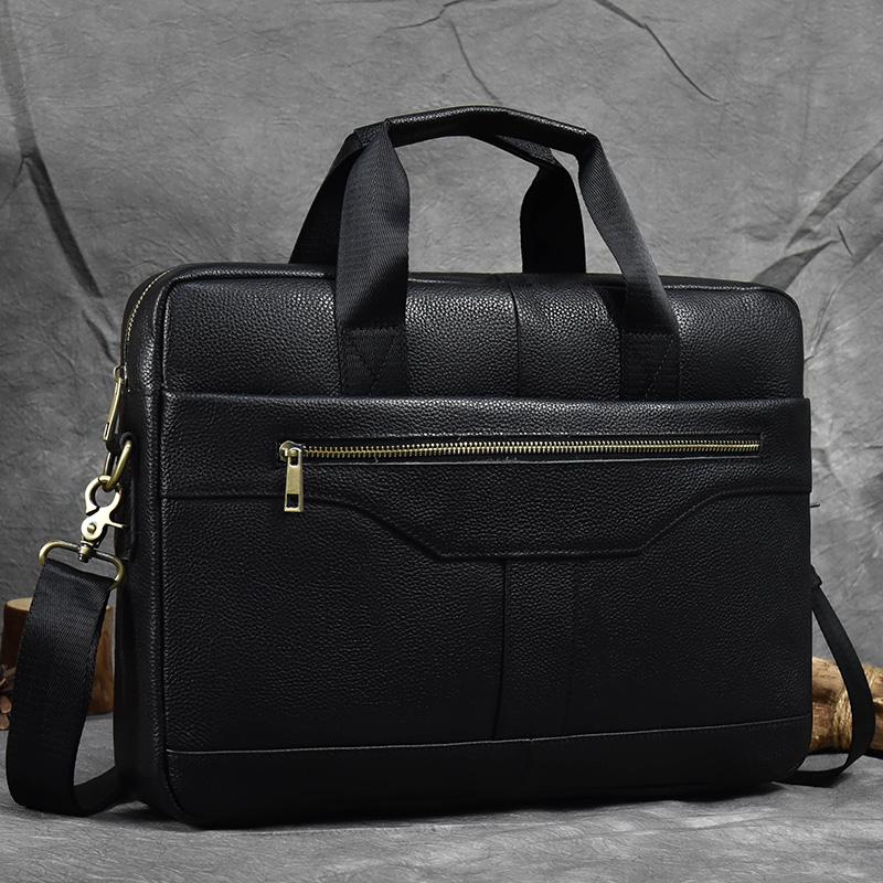 Genuine Leather Men Laptop Bag 14 Inch Luxury Business Bag Male Briefcases Work Tote Office with Strap Male Messenger Bag