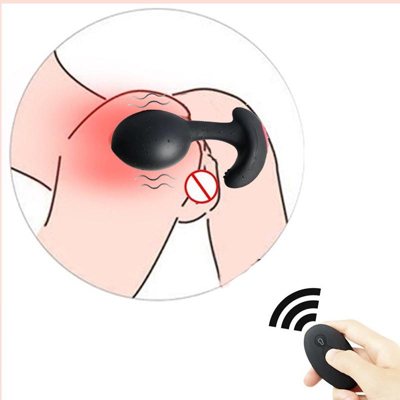 Male Prostate Massager Wireless Remote Control Anal Plug Vibrator Huge Butt Plug Inflatable Vagina Anal Sex Toys for Men 18
