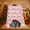 Women's Christmas Print Lightweight Knit Sweater Long Sleeve Casual Pullover Top